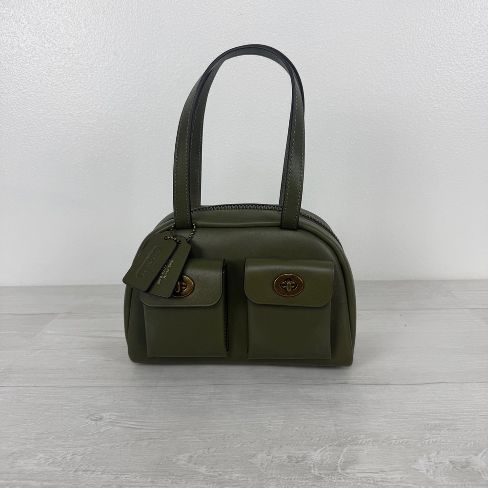Coach The Twin Turnlock Bag 20 Small Olive Green Leather Satchel Y2K Handbag